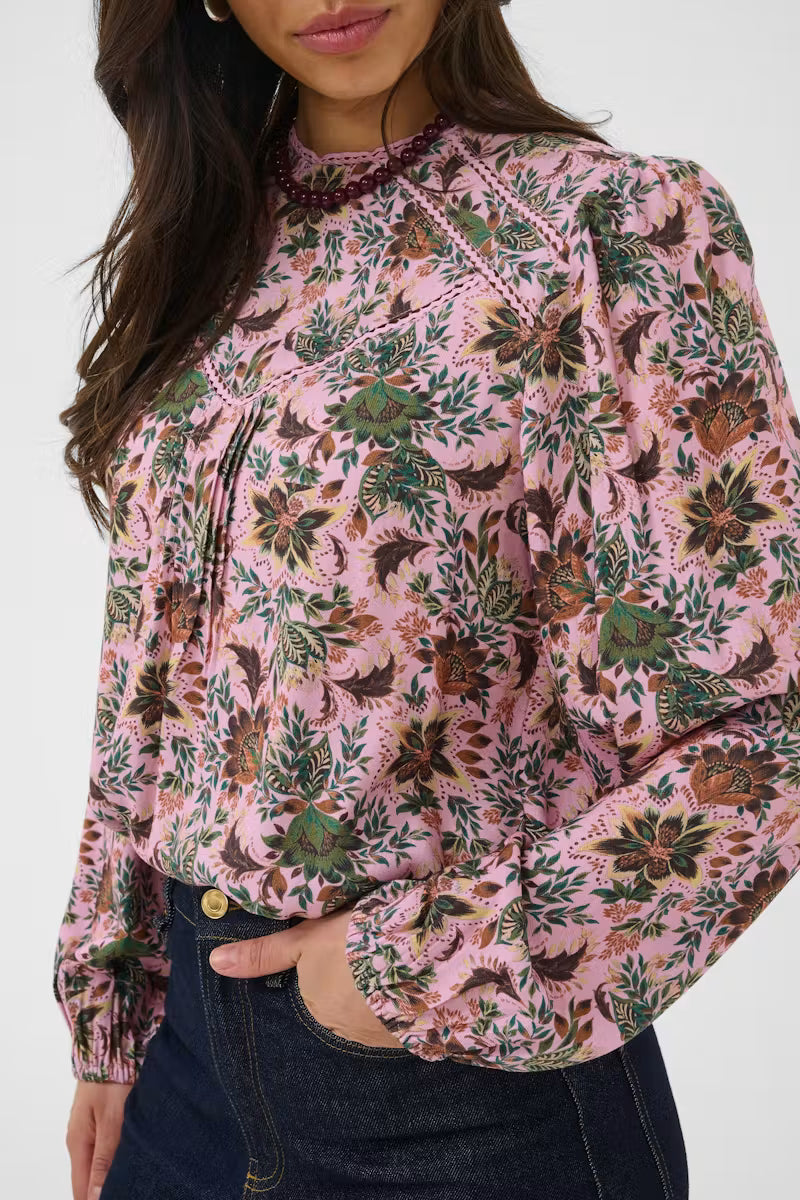 Saint Tropez | TeodoraSZ Blouse |  Mauve Mist Lotus Blooms / Pink