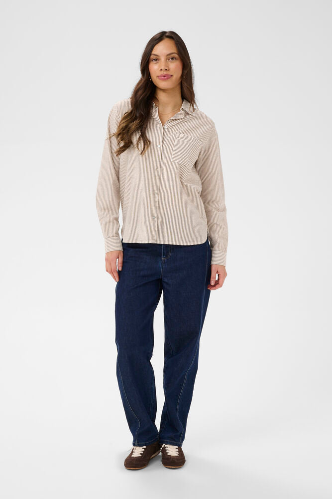 Saint Tropez | Elmiko Striped Shirt | Brown