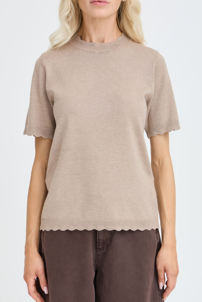 B.young | BYMMORLA Lurex Short Sleeve Jumper | Humus
