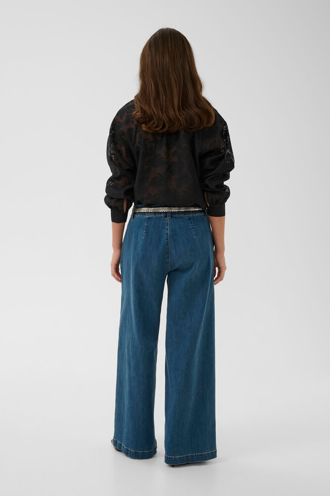 Culture | CUBRILLA Floral Jacquard Tie-Neck Blouse