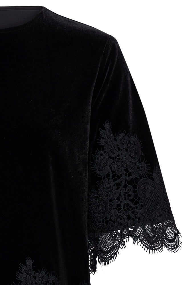 Pre-Order | BYPERLINA Lace Hem Top | Black
