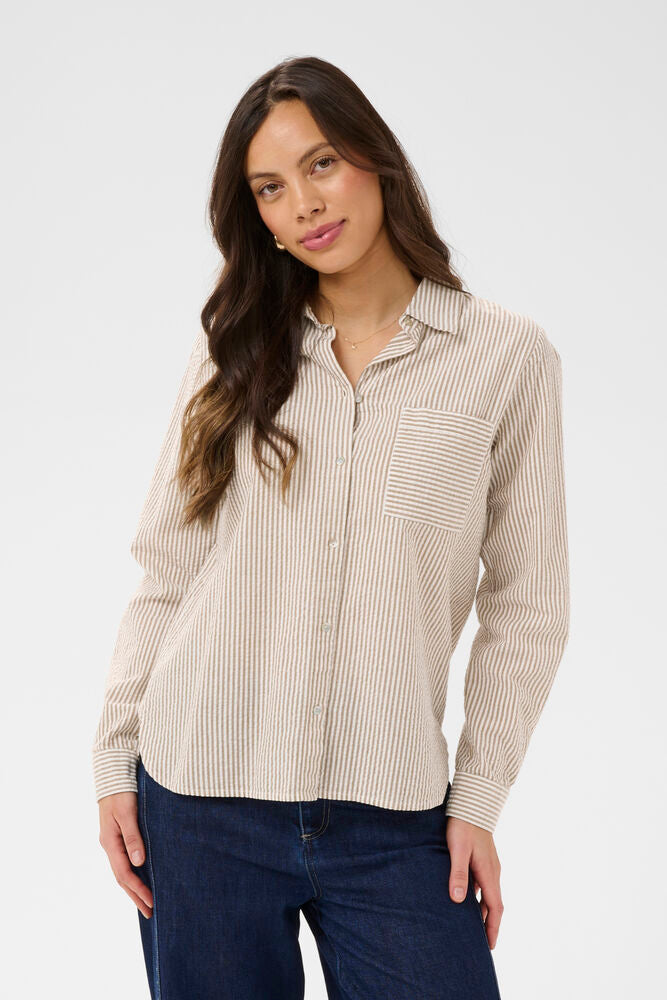 Saint Tropez | Elmiko Striped Shirt | Brown