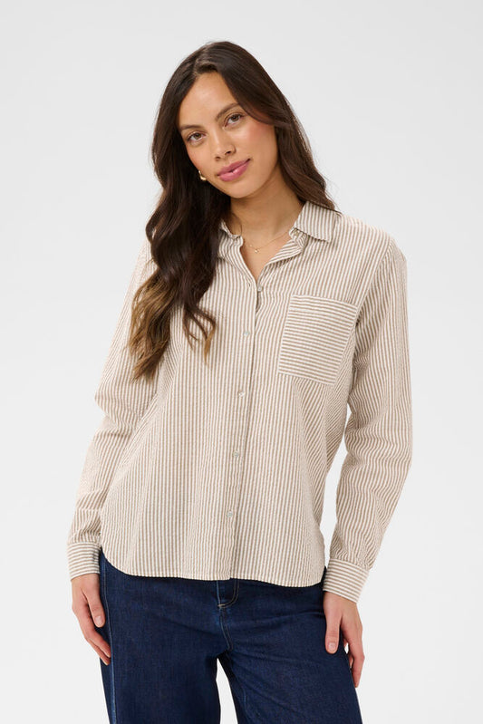 Saint Tropez | Elmiko Striped Shirt | Brown