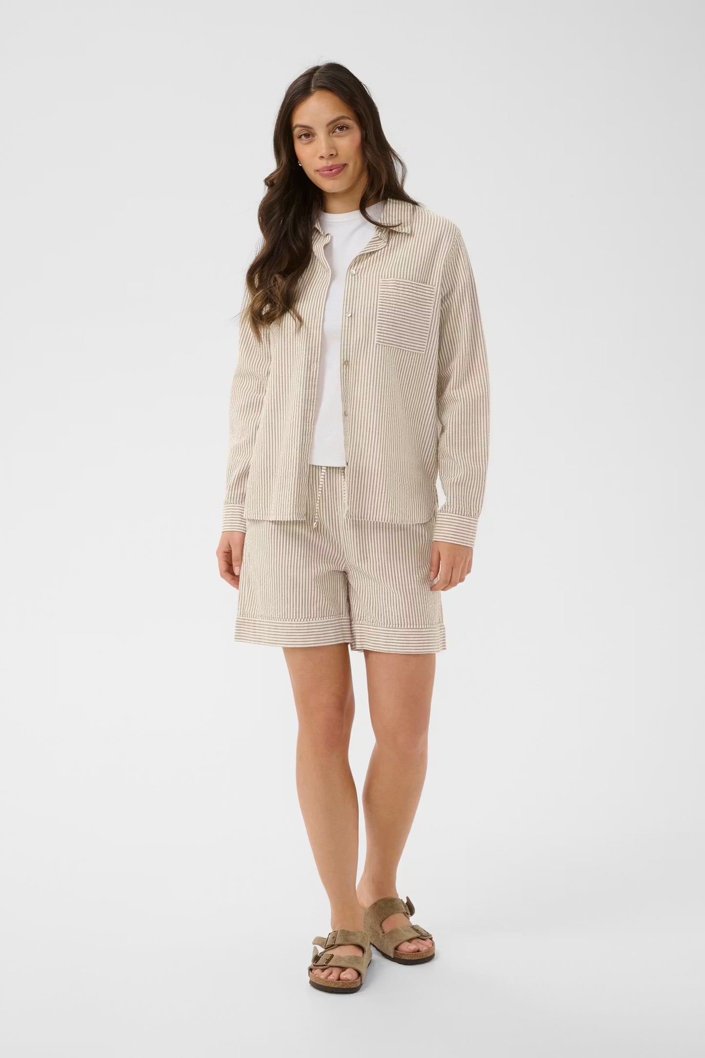 Saint Tropez | Elmiko Striped Shorts | Neutral/Brown