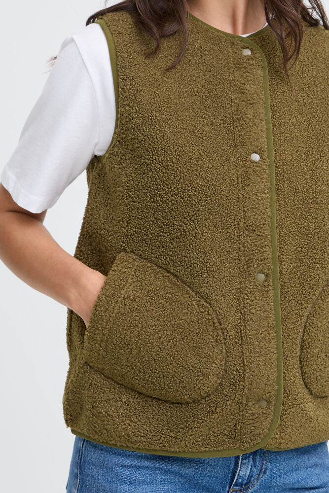 b.young | BYANTINO Waistcoat | Beech | Olive Green