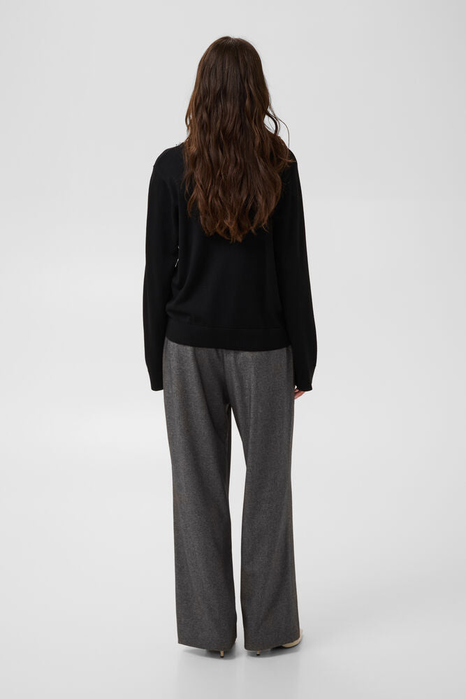 Culture | CUANIKI Embellished V-Neck Jumper | Black