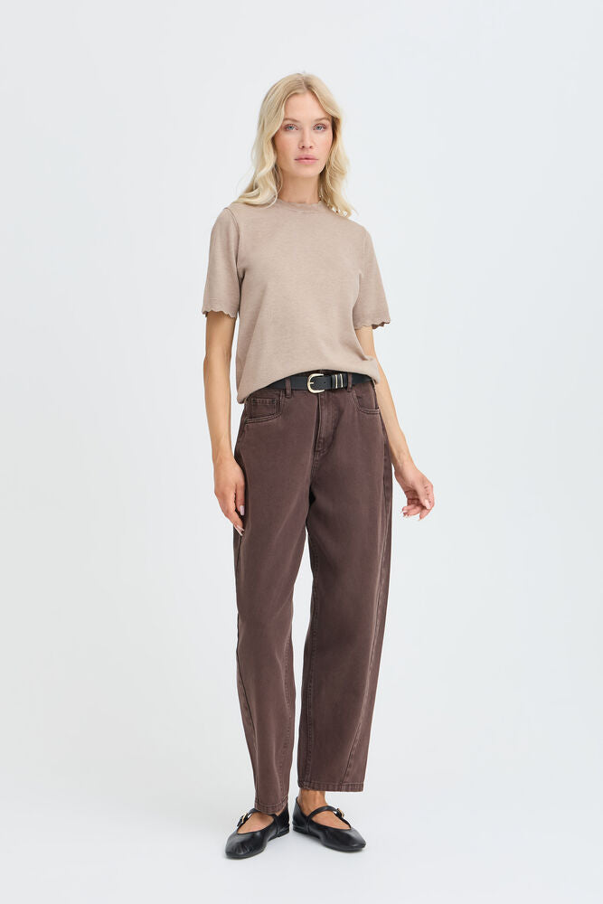 B.young | BYMMORLA Lurex Short Sleeve Jumper | Humus
