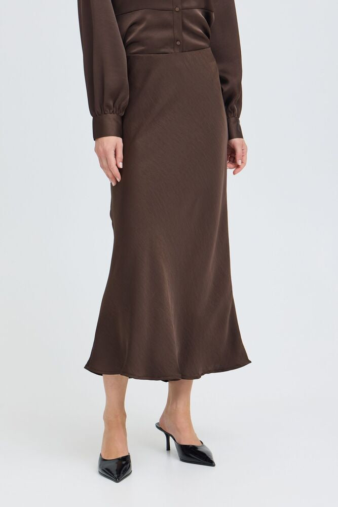 Pre-Order | BYISA Midi Skirt | Java | Chocolate Brown