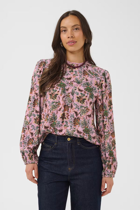 Saint Tropez | TeodoraSZ Blouse |  Mauve Mist Lotus Blooms / Pink