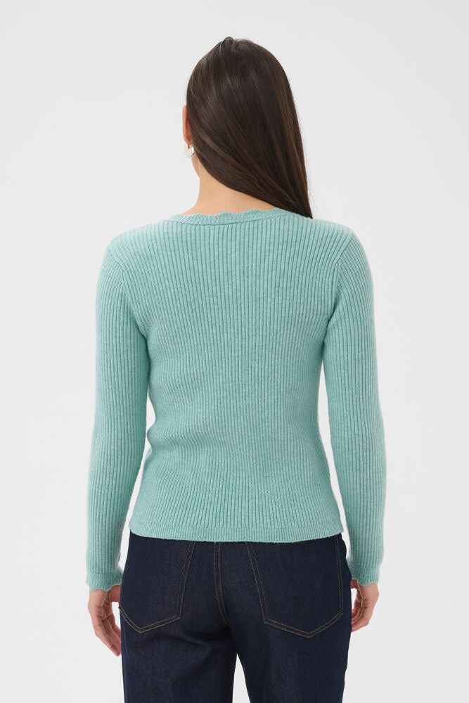 Saint Tropez | TristenSZ Ribbed Button-Through Cardigan | Aqua