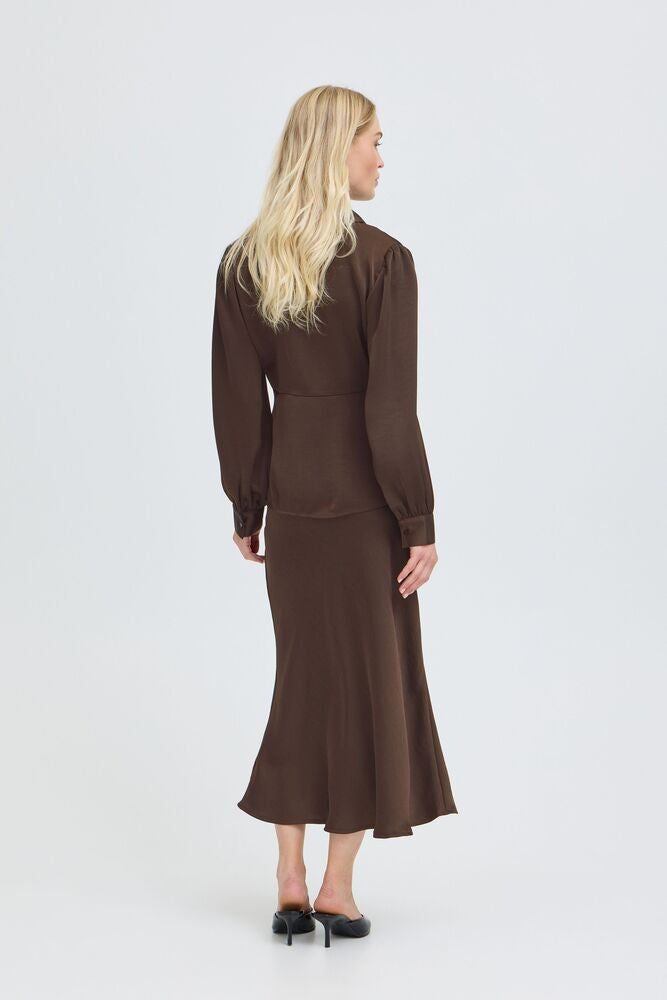 Pre-Order | BYISA Midi Skirt | Java | Chocolate Brown