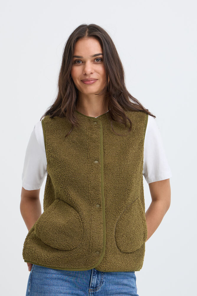 b.young | BYANTINO Waistcoat | Beech | Olive Green