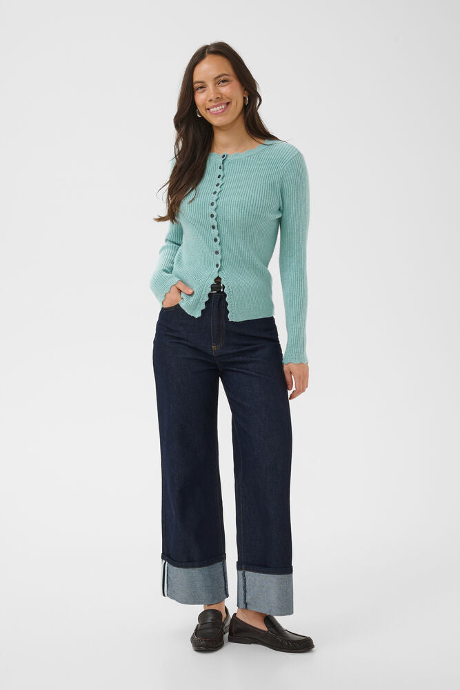 Saint Tropez | TristenSZ Ribbed Button-Through Cardigan | Aqua