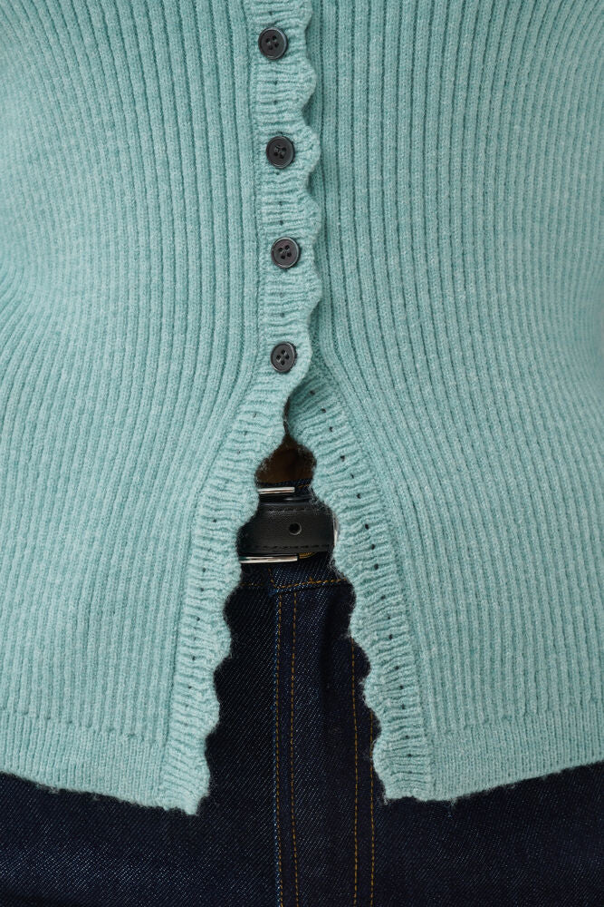 Saint Tropez | TristenSZ Ribbed Button-Through Cardigan | Aqua
