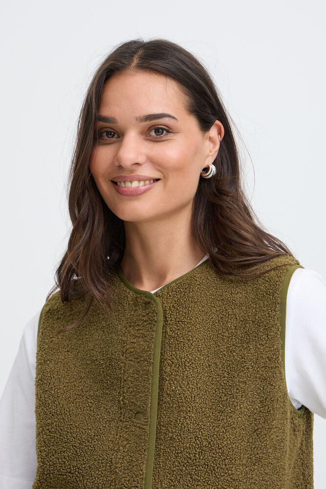 b.young | BYANTINO Waistcoat | Beech | Olive Green