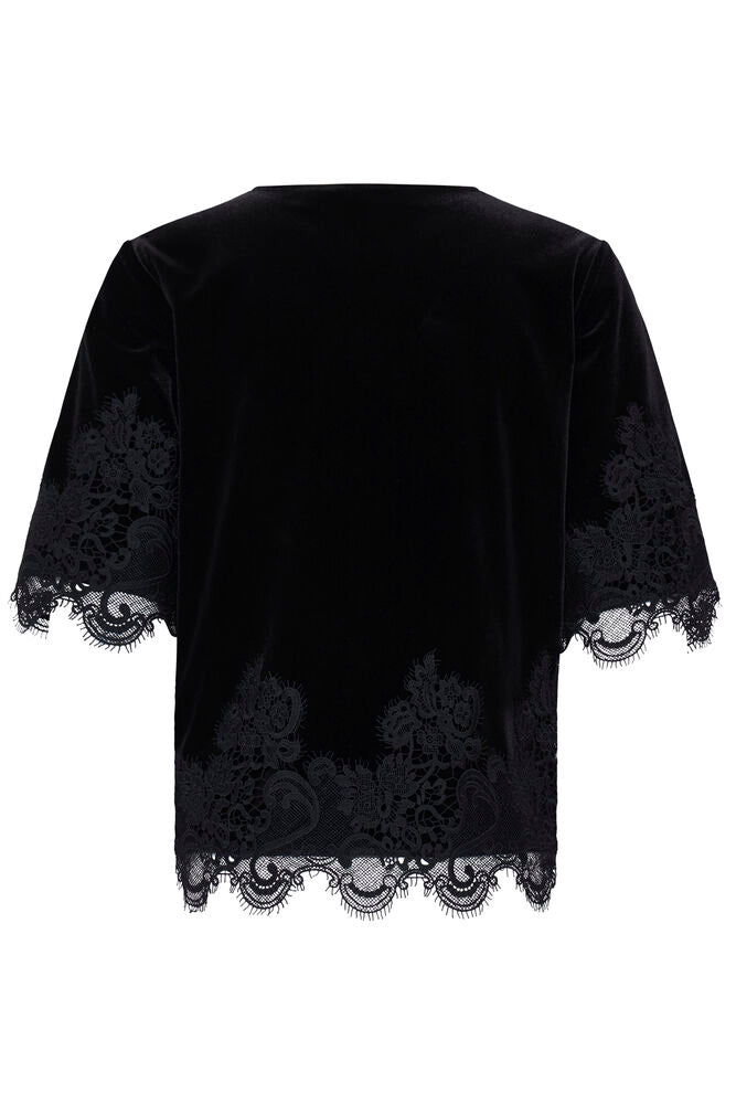 Pre-Order | BYPERLINA Lace Hem Top | Black