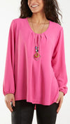 Scoop Neck Necklace Blouse - Pink
