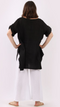 Front Pockets Linen Tunic Top - Black