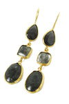 My Doris | Black & Grey Three Drop Earrings