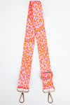 Sarta | Two Tone Animal and Star Print Bag Strap | Pink & Orange