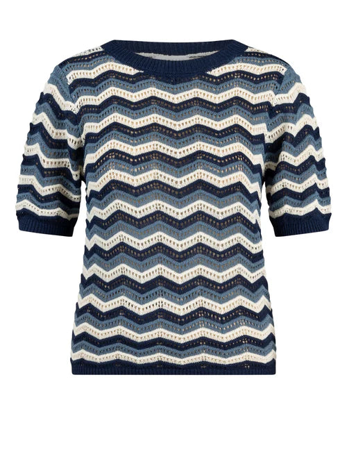 Ivy Beau | DJUAN Knit Top | Navy & Blue Stripe
