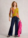White Stuff | Nelly Notch Neck Tee| Mustard & Pink
