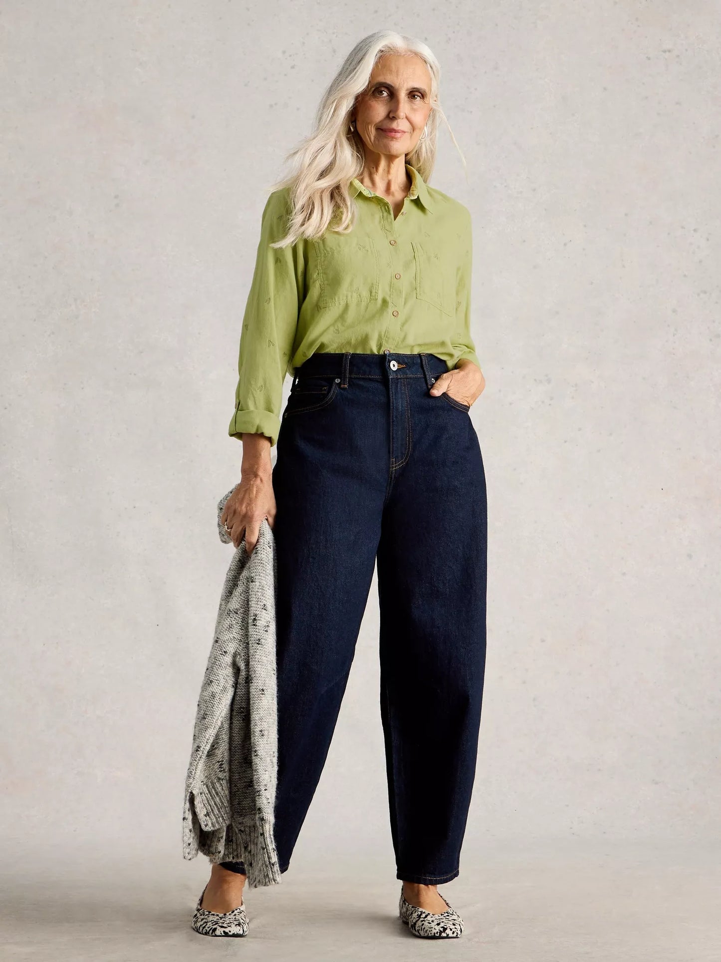 White Stuff | Sophie Collared Organic Cotton Long sleeve Shirt | Green