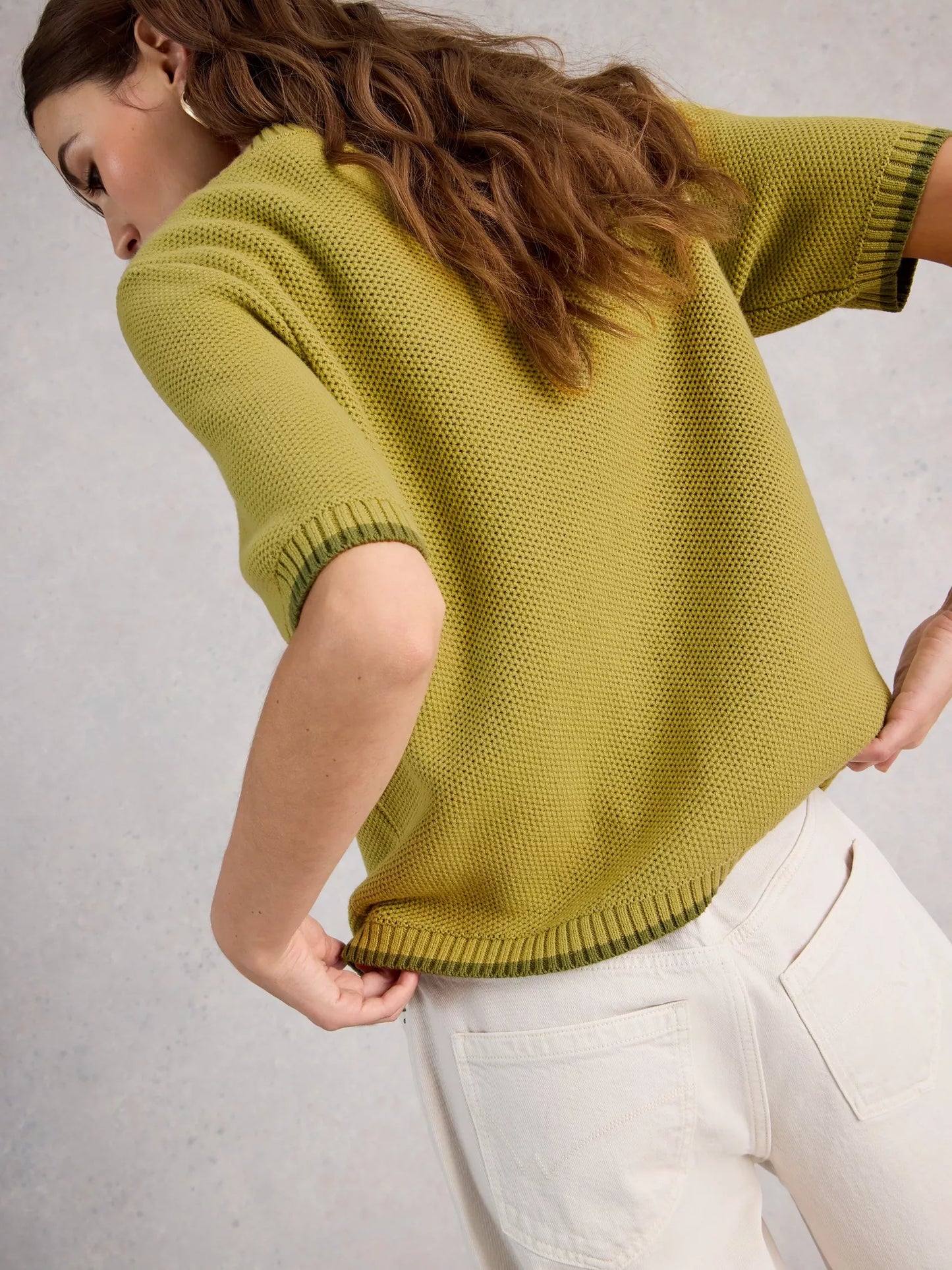 White Stuff | Isabella Short Sleeve Cardi | Mid Green