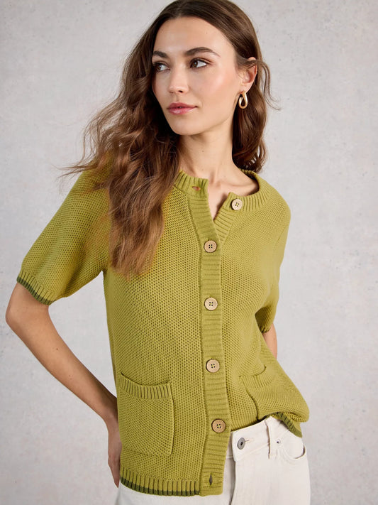 White Stuff | Isabella Short Sleeve Cardi | Mid Green