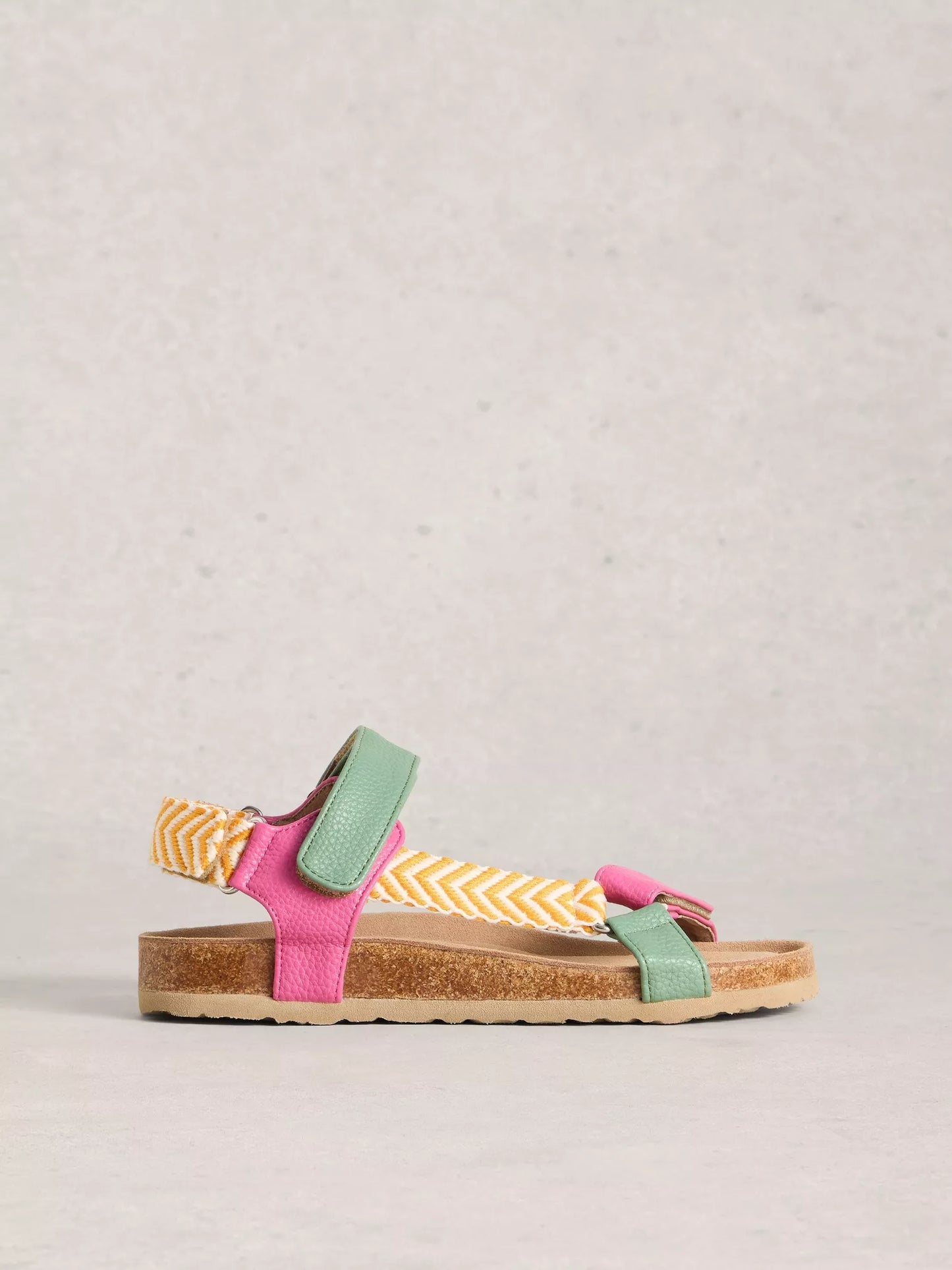 White Stuff | Trek Patterned Strap Footbed Sandal | Pink Multi