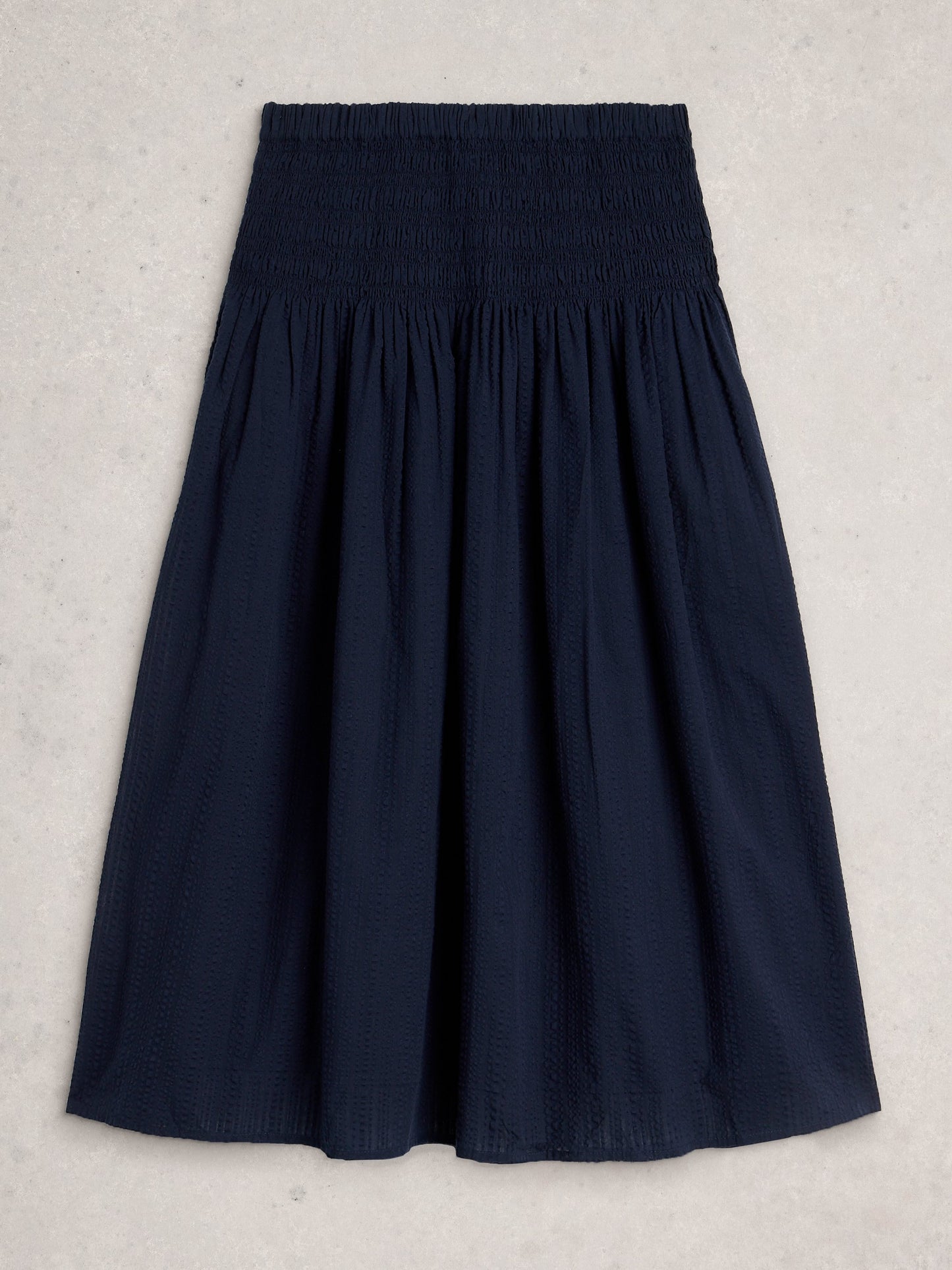 White Stuff | Suri Shirred Midi Skirt | Navy