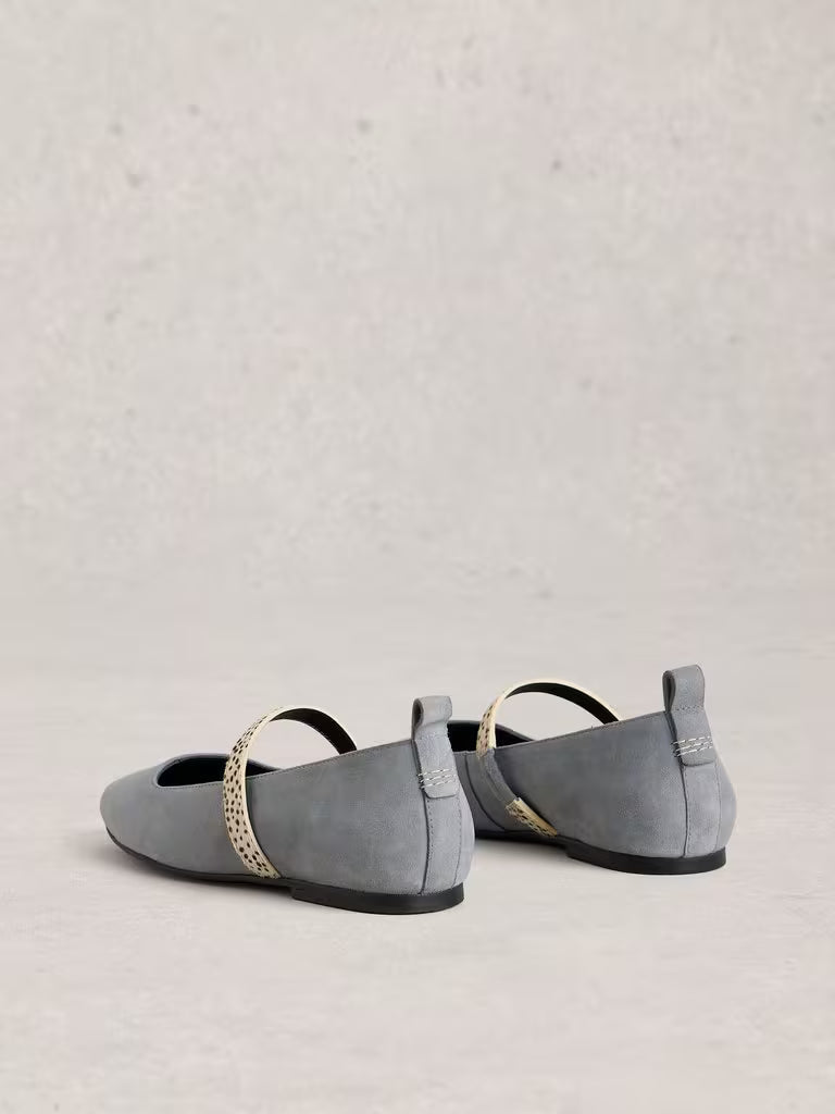 White Stuff | Minnie Suede Ballerina | Mid Blue