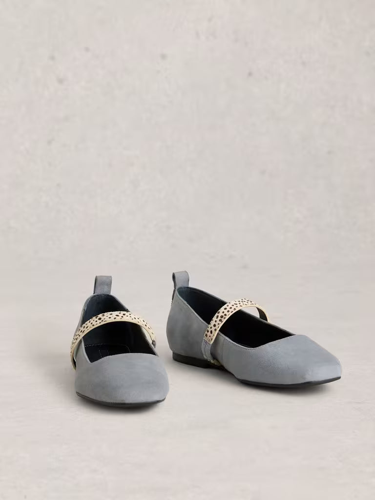 White Stuff | Minnie Suede Ballerina | Mid Blue