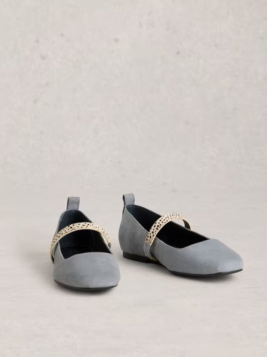 White Stuff | Minnie Suede Ballerina | Mid Blue