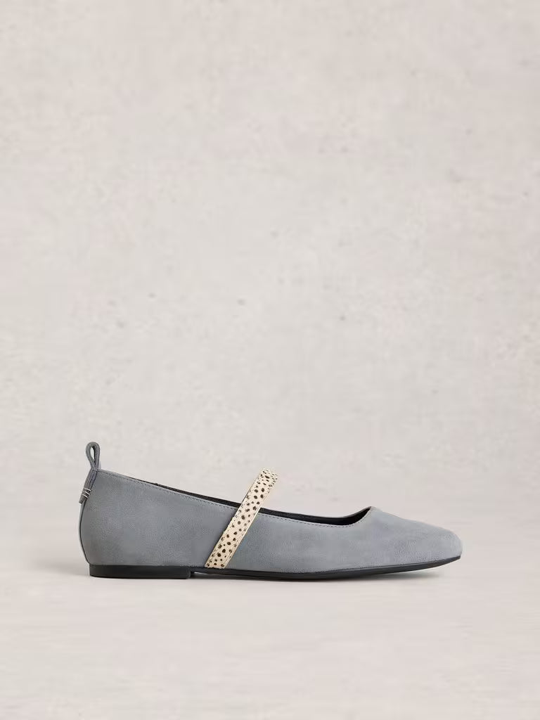 White Stuff | Minnie Suede Ballerina | Mid Blue