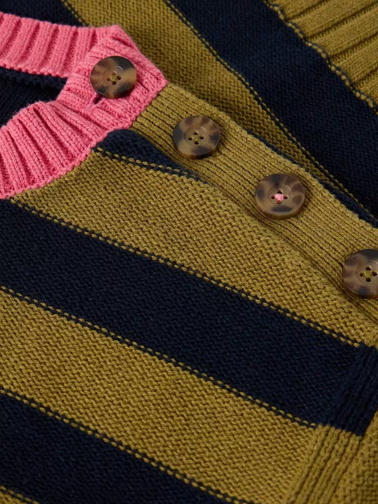 White Stuff | Bea Button Jumper | Green Multi