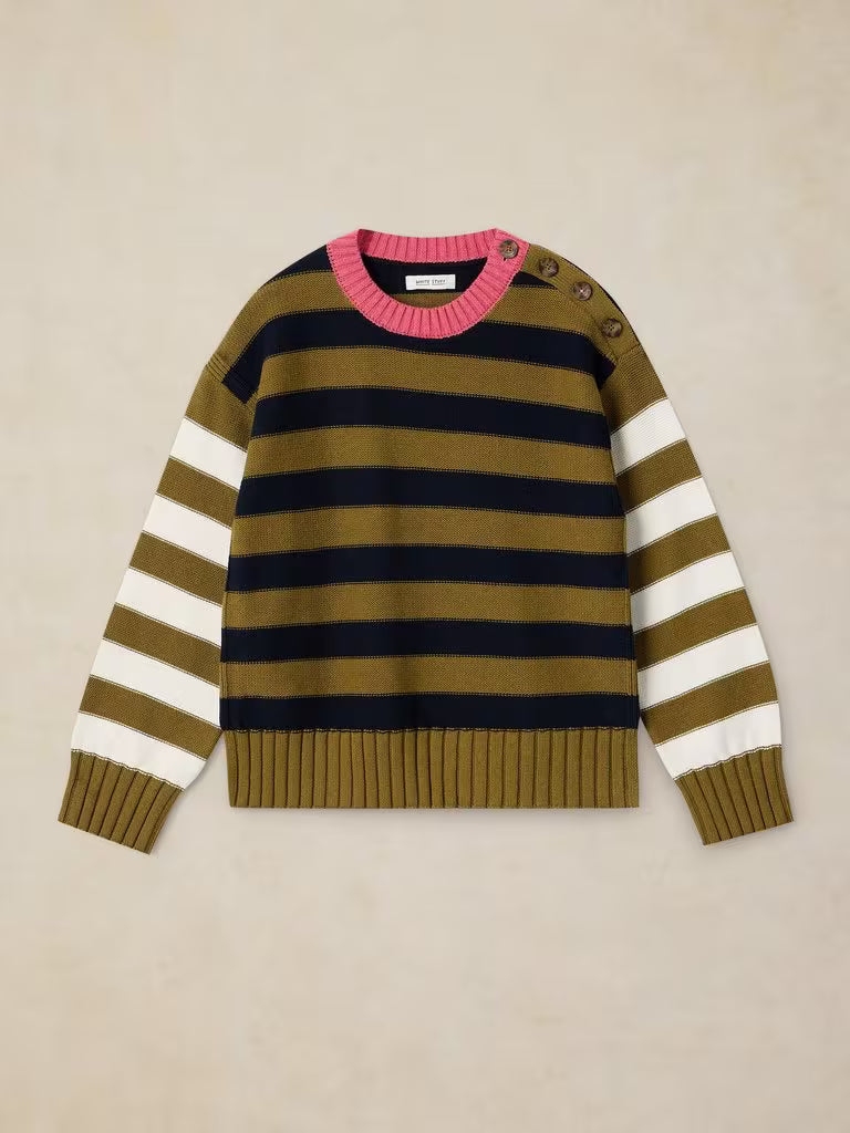 White Stuff | Bea Button Jumper | Green Multi