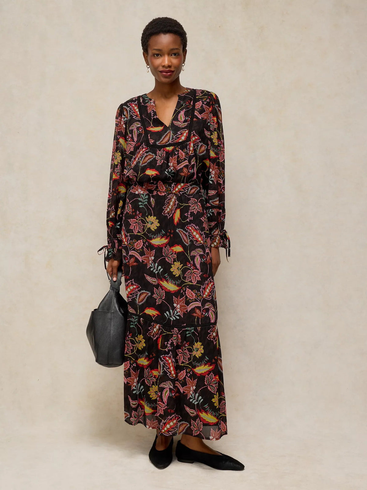 White Stuff | Eleanor Poet Maxi Skirt | Black Multi