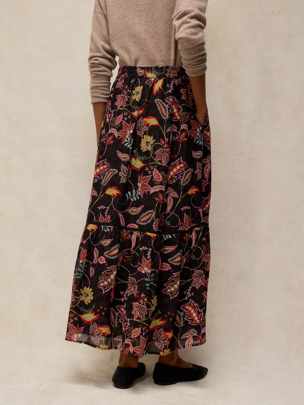 White Stuff | Eleanor Poet Maxi Skirt | Black Multi