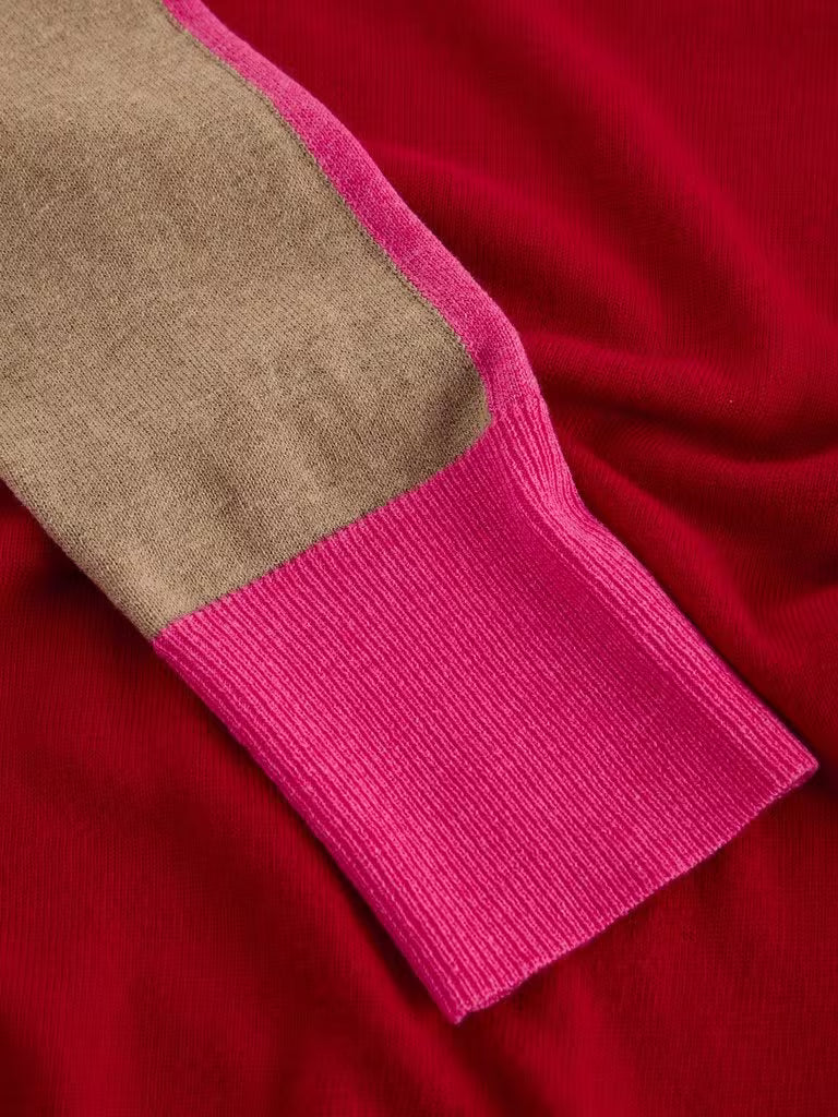White Stuff | Katie Colour Block Jumper | Red Multi