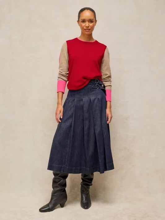 White Stuff | Katie Colour Block Jumper | Red Multi