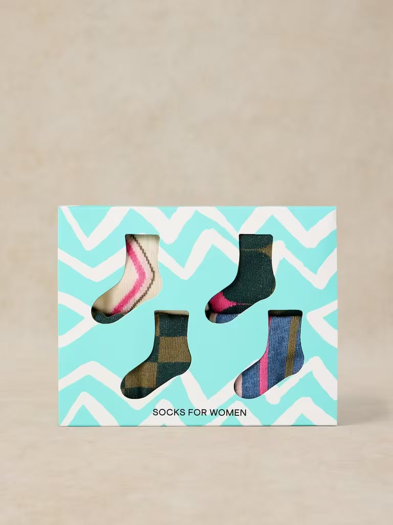 White Stuff | 4 PK Geo Print Ankle Socks