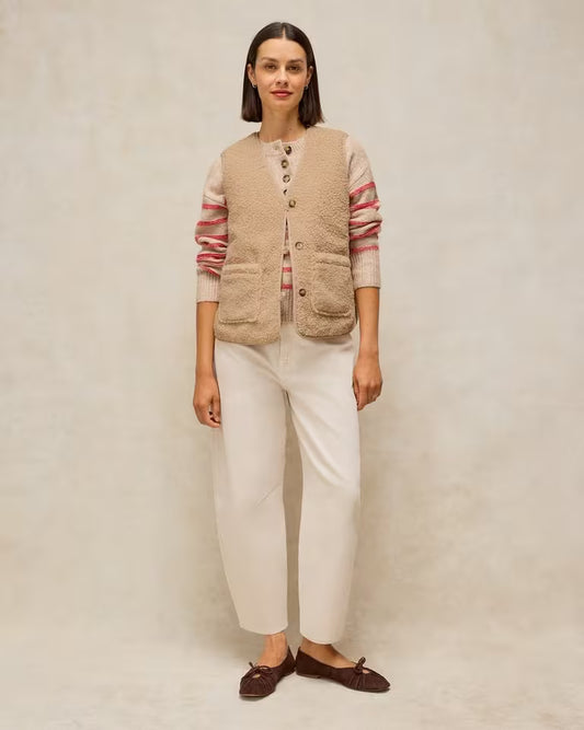 White Stuff | Emery Reversible Gilet | Light Natural