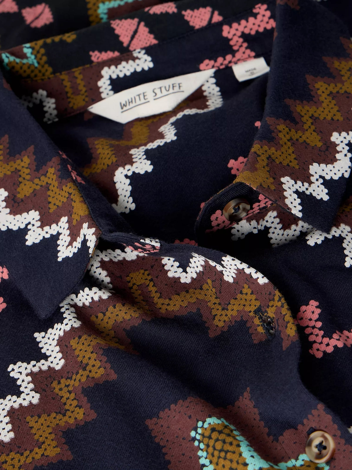 White Stuff | Rua Geometric Print Shirt Dress | Navy Multi