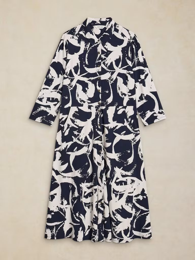 White Stuff | Rua Jersey Dress | Navy Multi