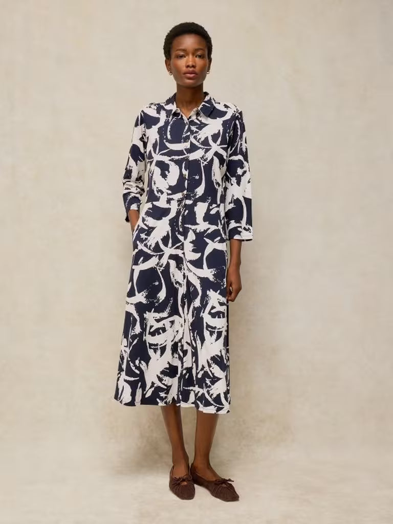 White Stuff | Rua Jersey Dress | Navy Multi