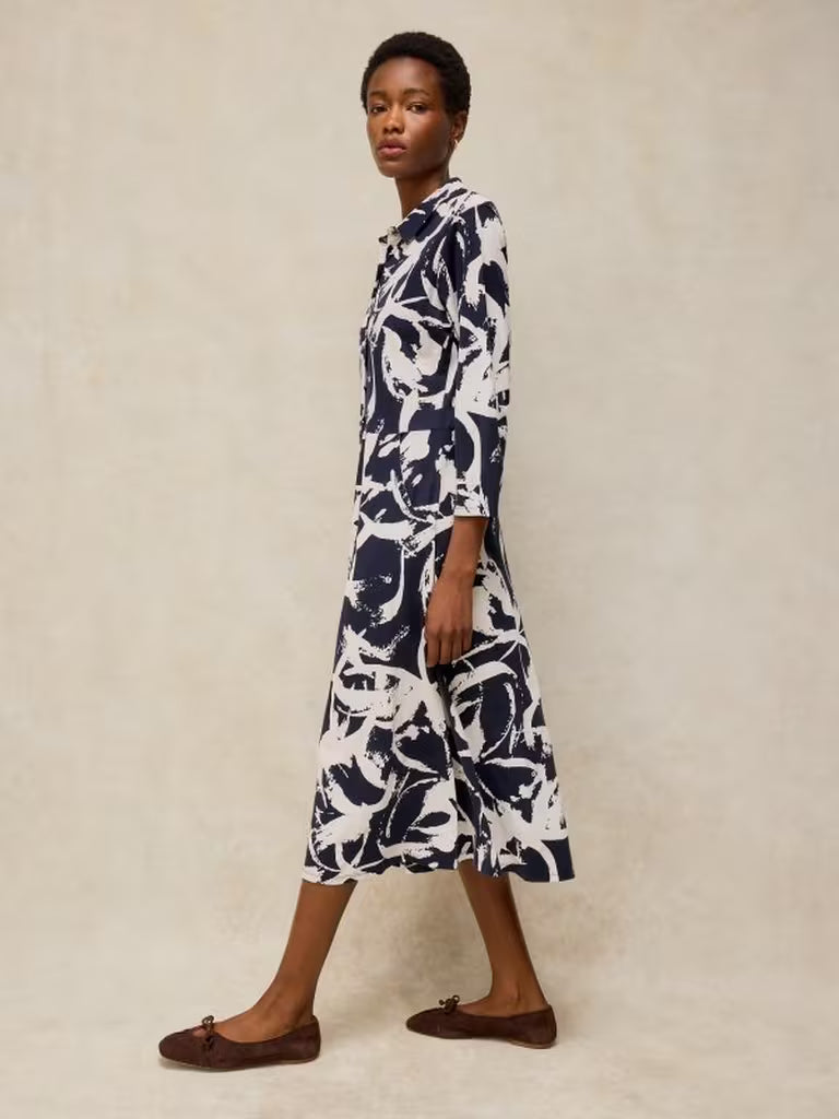 White Stuff | Rua Jersey Dress | Navy Multi