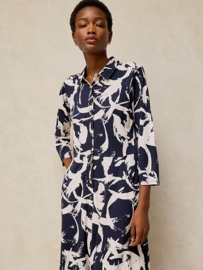 White Stuff | Rua Jersey Dress | Navy Multi
