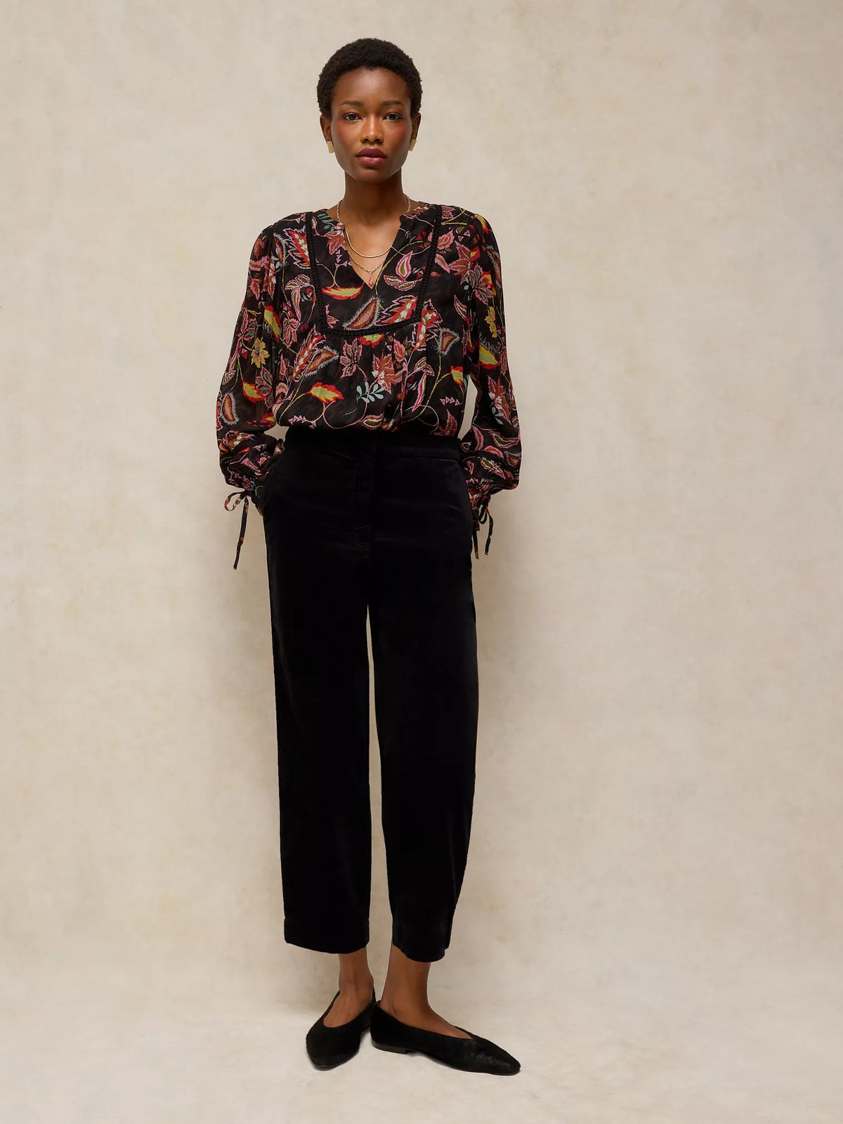 White Stuff | Eleanor Poet Top | Black Multi