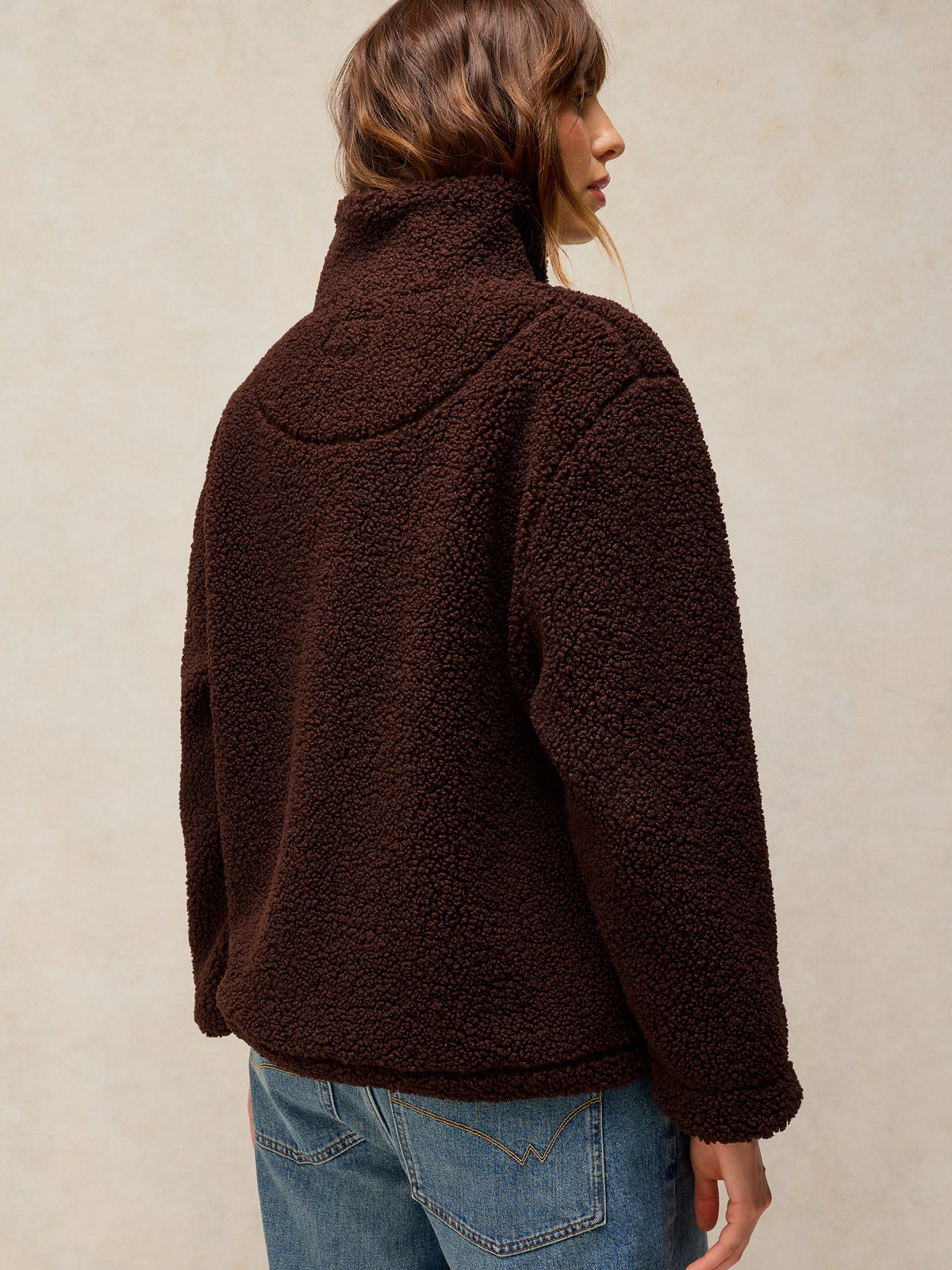 White Stuff | Borg Zip Through | Chocolate Brown